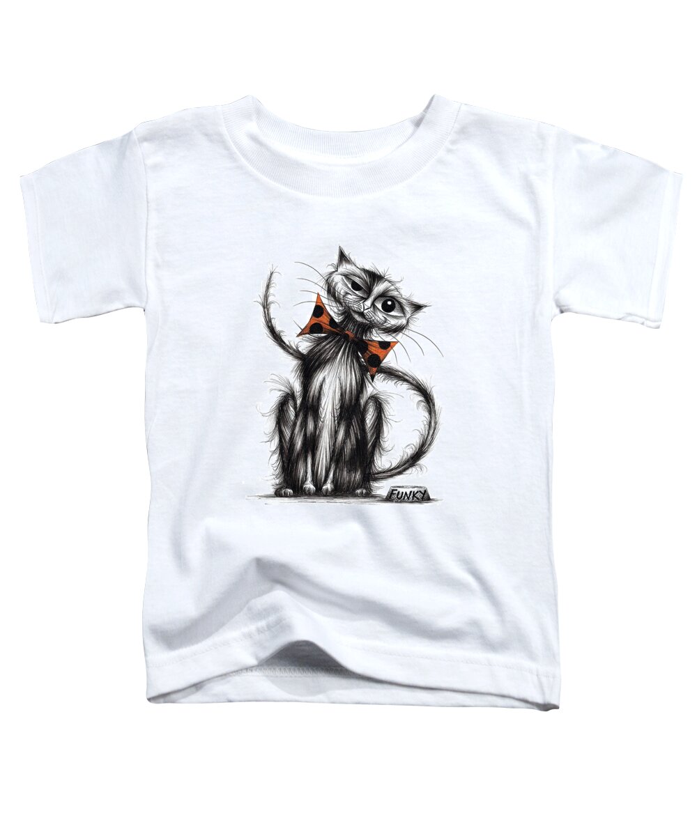 Funky Toddler T-Shirt featuring the drawing Funky cat by Keith Mills