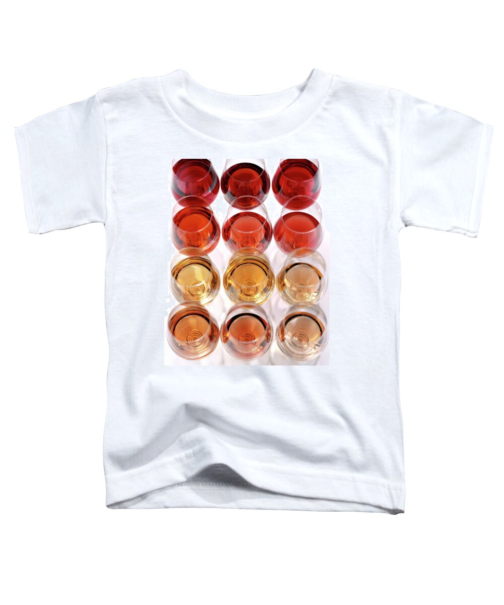 Food Toddler T-Shirt featuring the photograph Glasses Of Rose Wine by Romulo Yanes