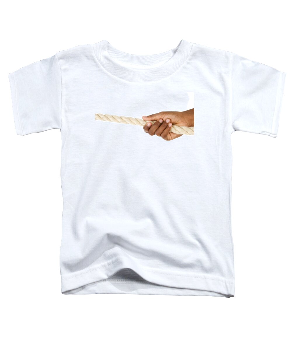 Rope Toddler T-Shirt featuring the photograph Hand pulling a Rope by Chevy Fleet