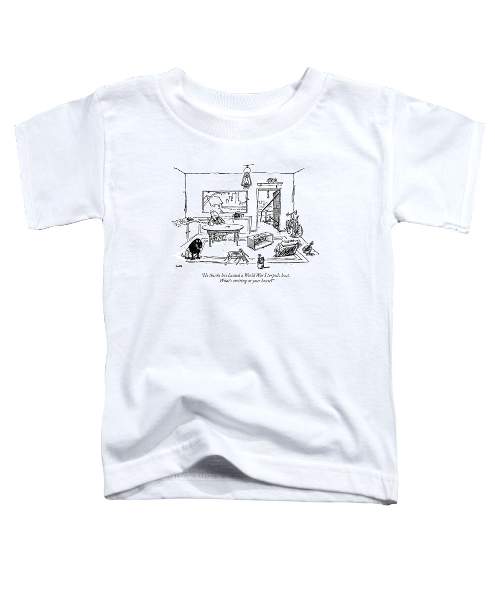 First World War Toddler T-Shirt featuring the drawing He Thinks He's Located A World War I Torpedo by George Booth