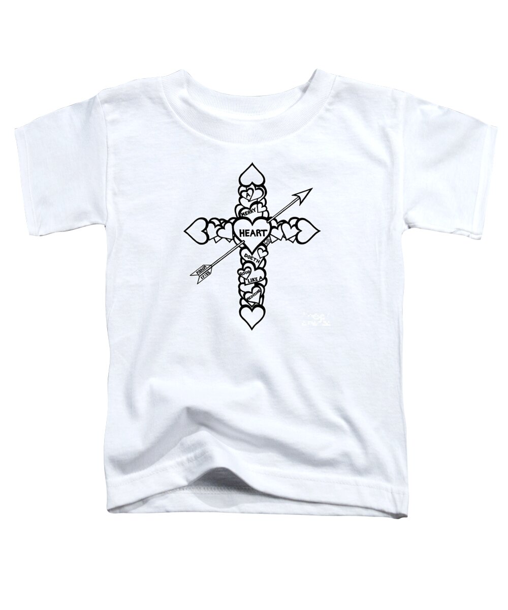 Leigh Eldred Toddler T-Shirt featuring the mixed media Hearts Cross by Leigh Eldred