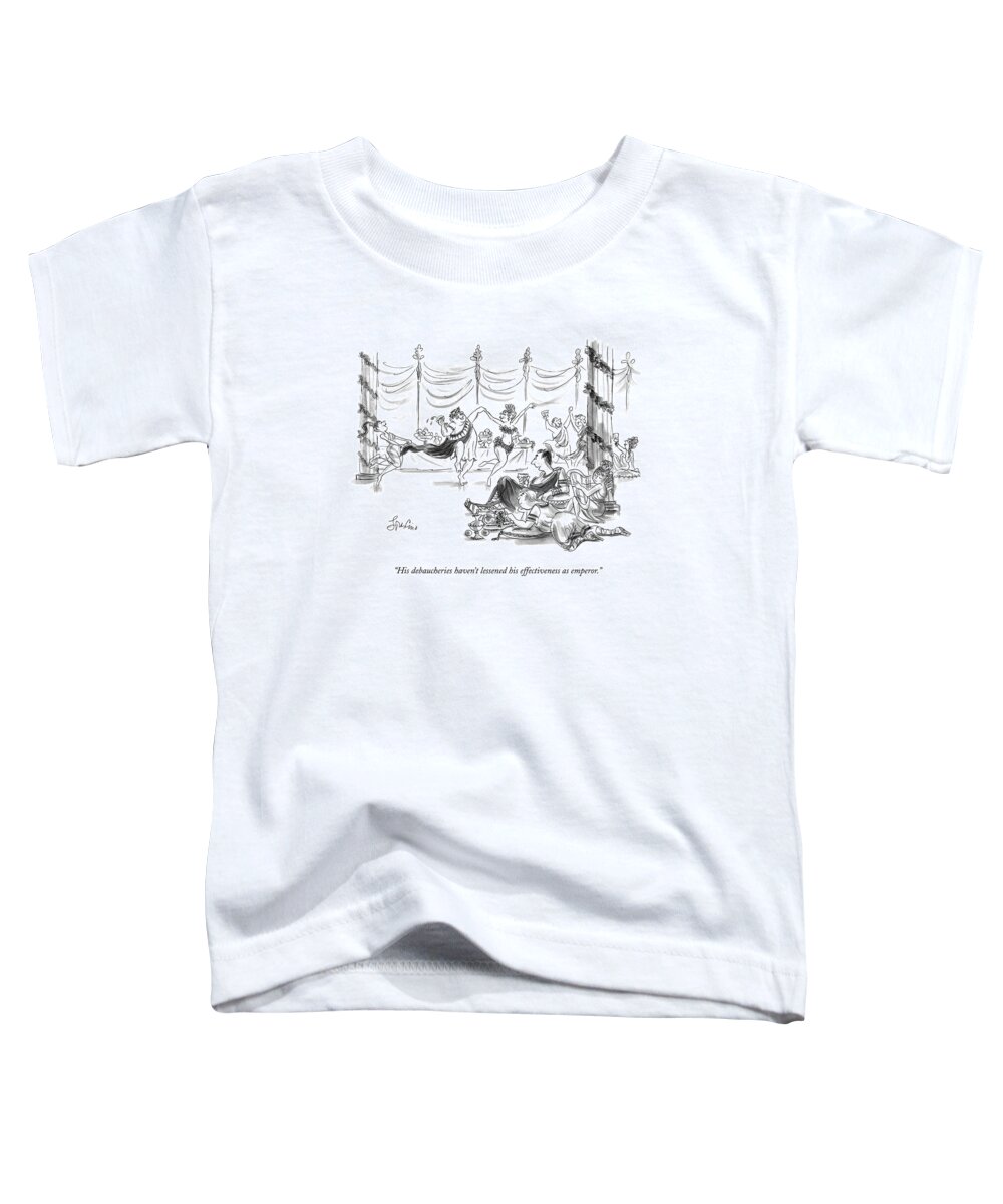 Parties-general Toddler T-Shirt featuring the drawing His Debaucheries Haven't Lessened by Edward Frascino