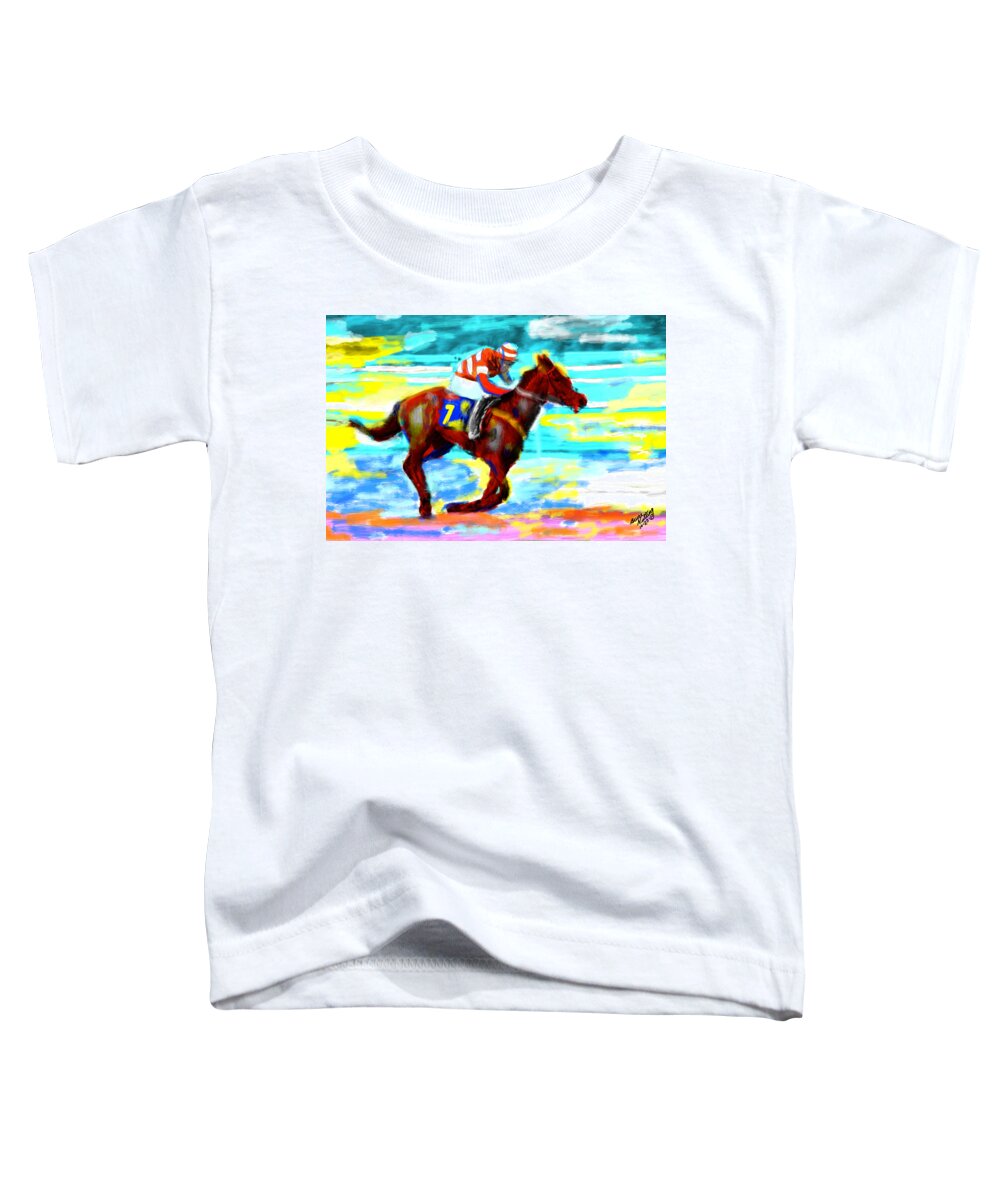 Horse Toddler T-Shirt featuring the painting Horse Race by Bruce Nutting