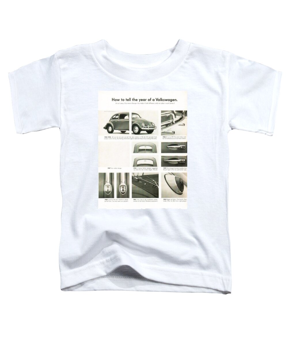 How To Tell The Year Of A Volkswagen Toddler T-Shirt featuring the digital art How to tell the year of a Volkswagen by Georgia Clare