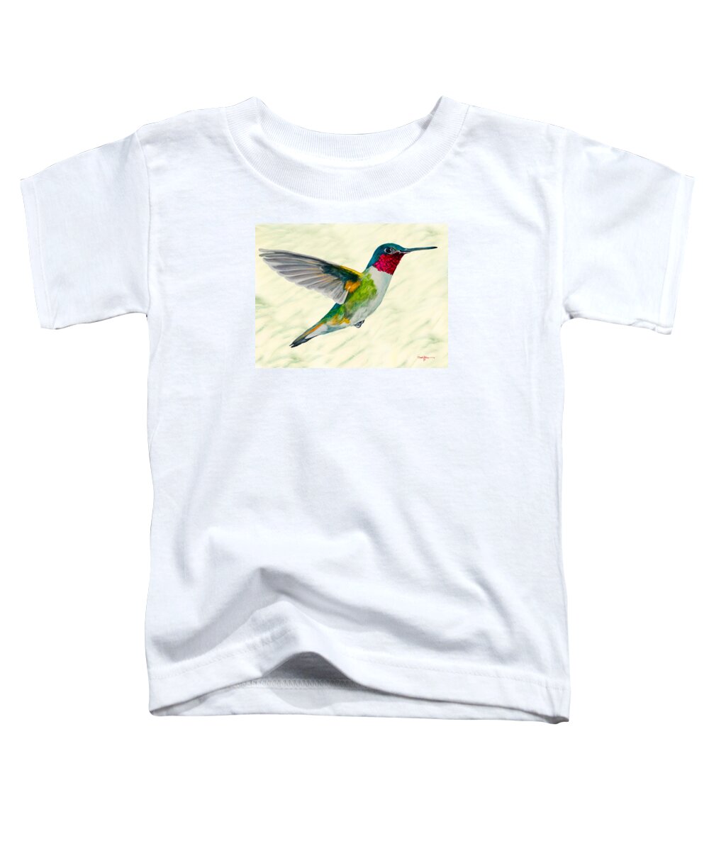 Bird Toddler T-Shirt featuring the painting Broadtail Hummingbird Daniel Adams by Daniel Adams