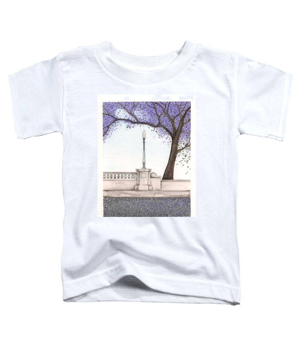 Jacaranda Toddler T-Shirt featuring the painting Hyperion Bridge by Hilda Wagner