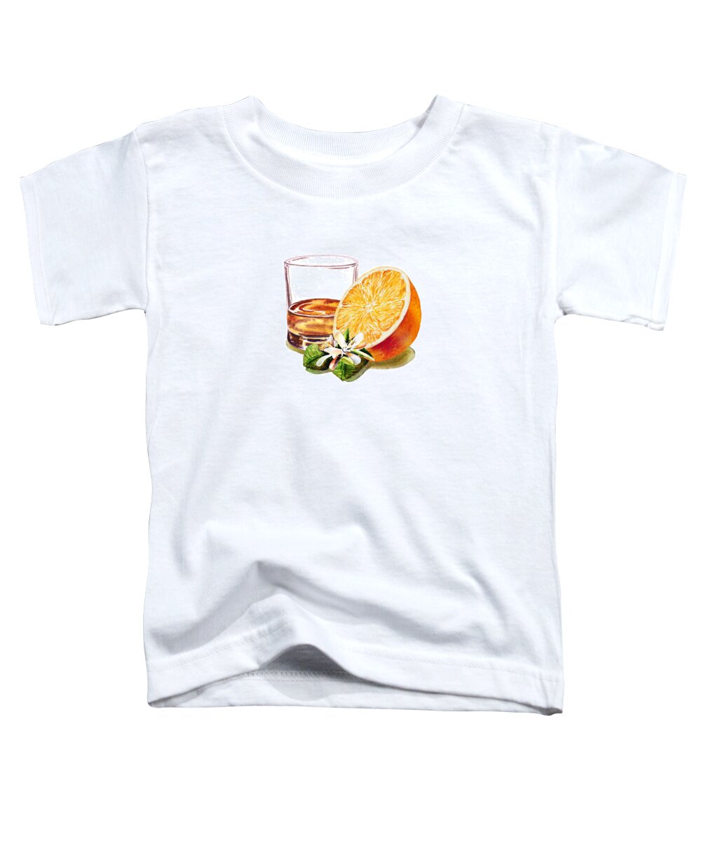 Whiskey Toddler T-Shirt featuring the painting Irish Whiskey And Orange by Irina Sztukowski