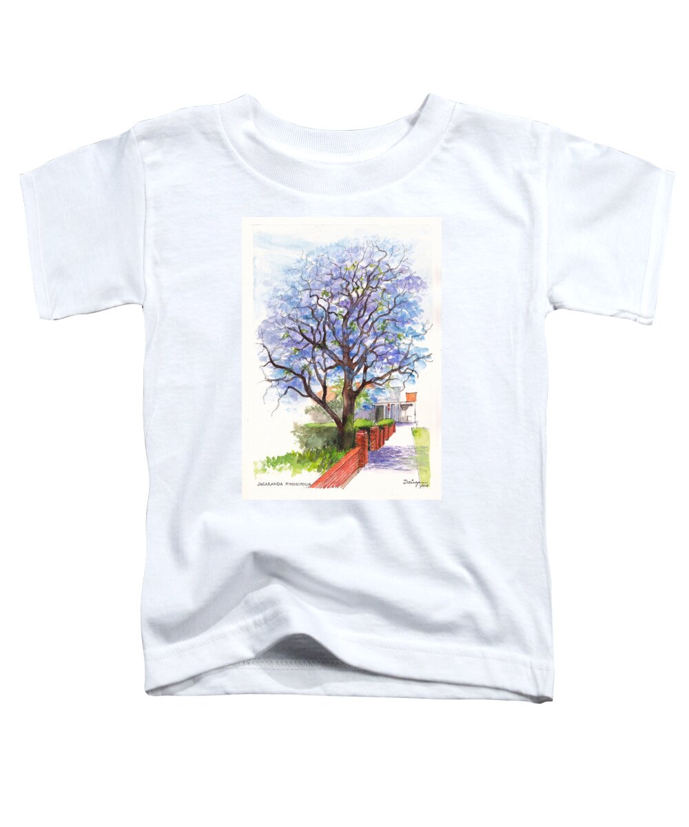 Tree Toddler T-Shirt featuring the painting Jacaranda Tree at Christmas Time by Dai Wynn