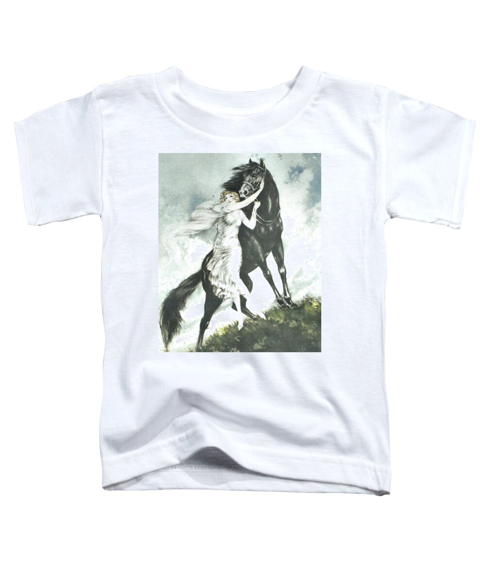 Louis Icart Toddler T-Shirt featuring the painting Jeunesse by Louis Icart