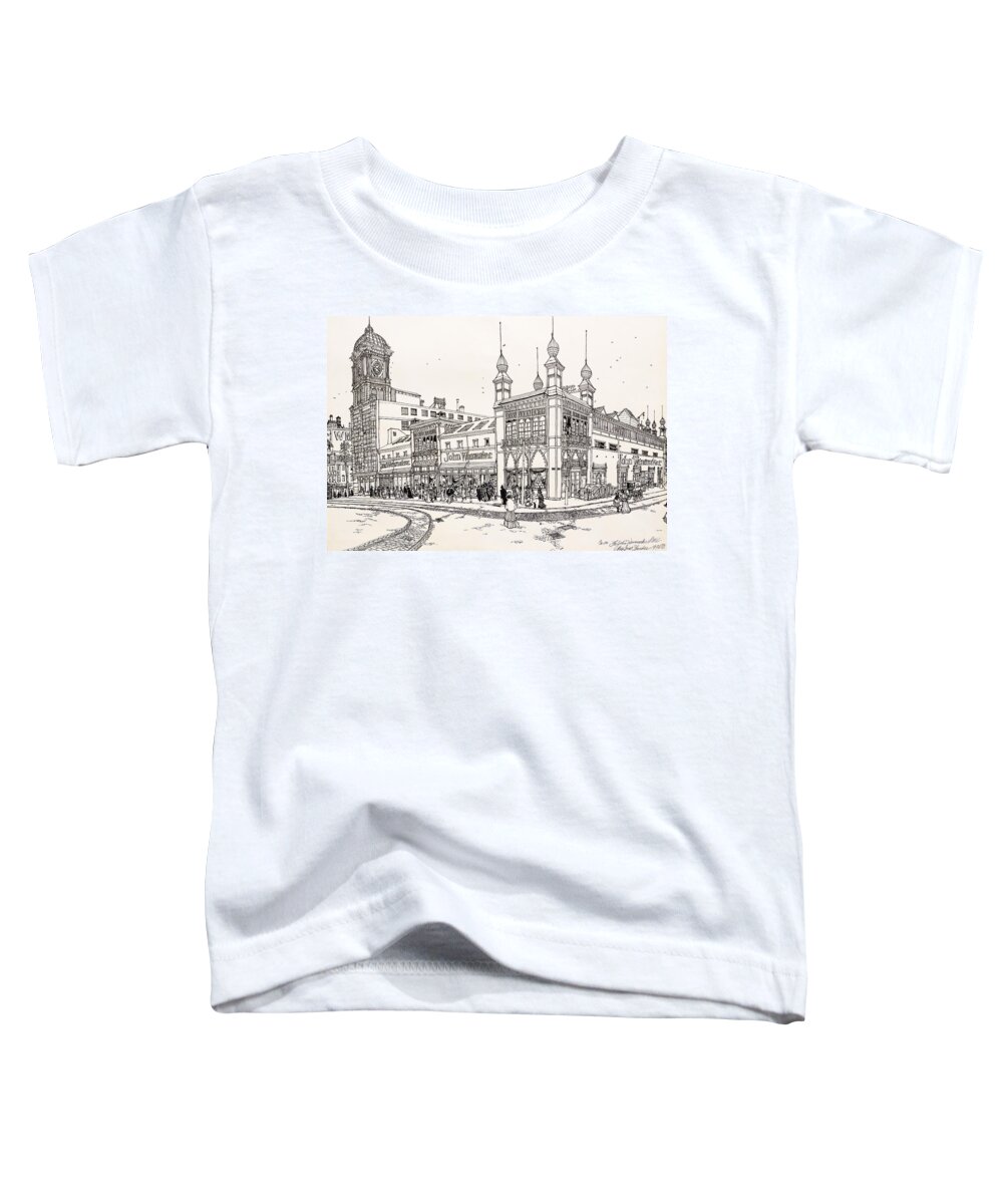 Old Philadelphia Toddler T-Shirt featuring the drawing John Wanamaker's Grand Depot by Ira Shander