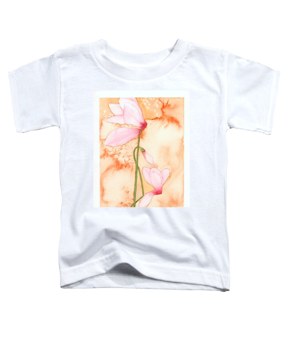 Cyclamen Toddler T-Shirt featuring the painting Joy by Hilda Wagner