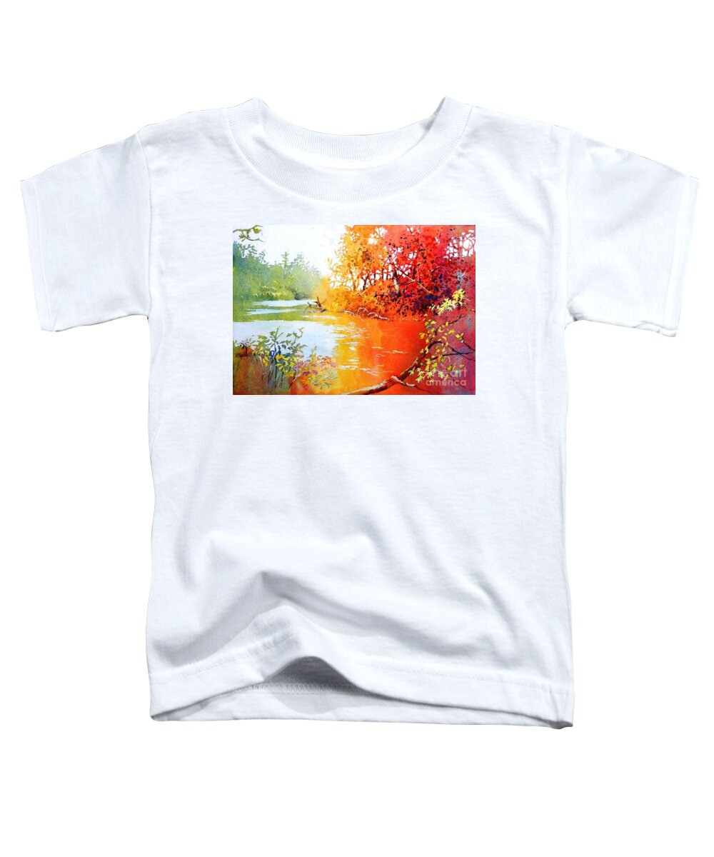 Landscape Toddler T-Shirt featuring the painting Lakescene 1 by Celine K Yong