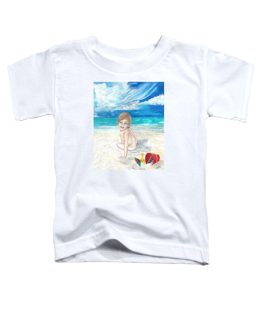 Beach Toddler T-Shirt featuring the painting Little Miss Crissy by Toni Willey