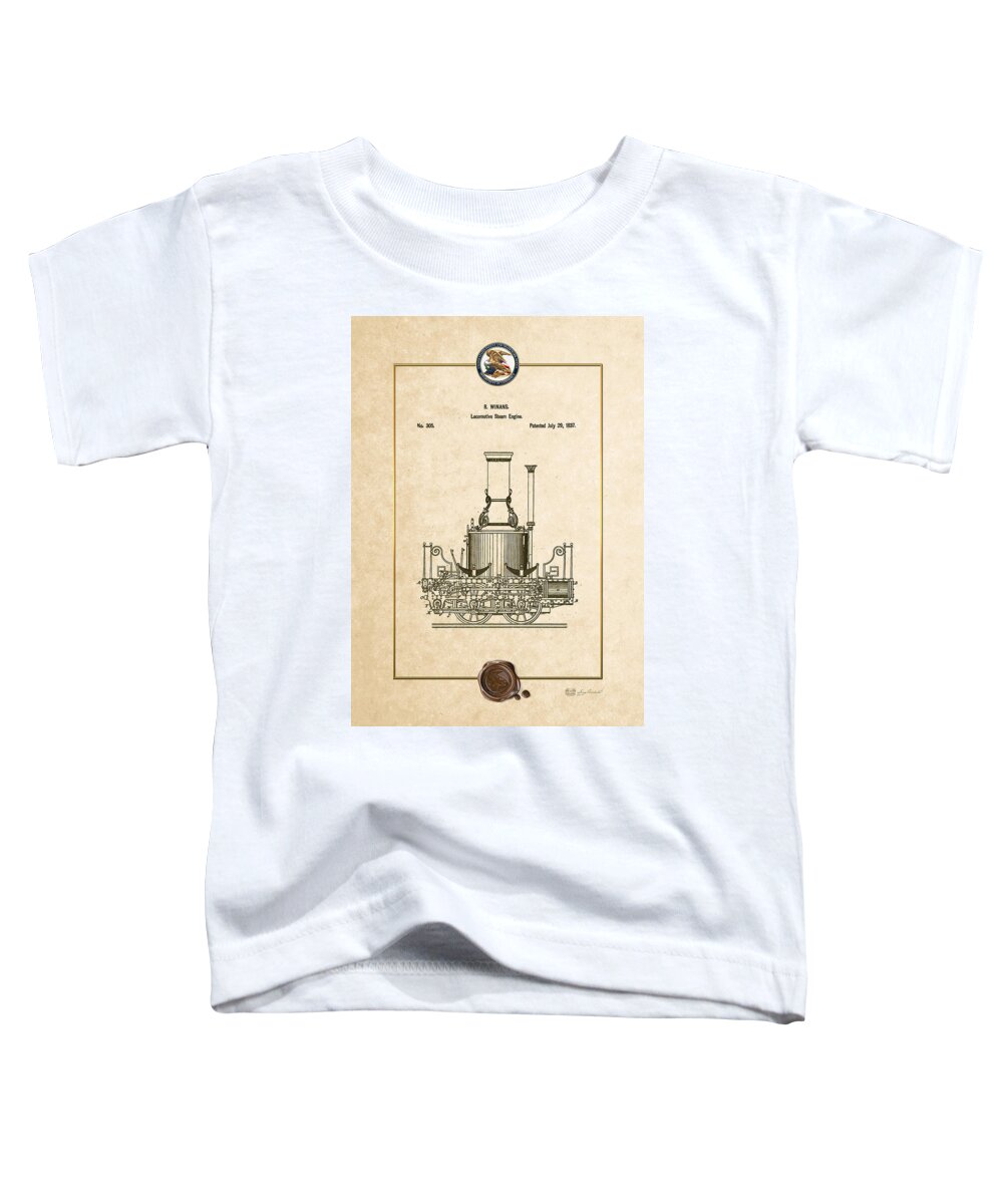 C7 Vintage Patents And Blueprints Toddler T-Shirt featuring the digital art Locomotive Steam Engine Vintage Patent Document by Serge Averbukh
