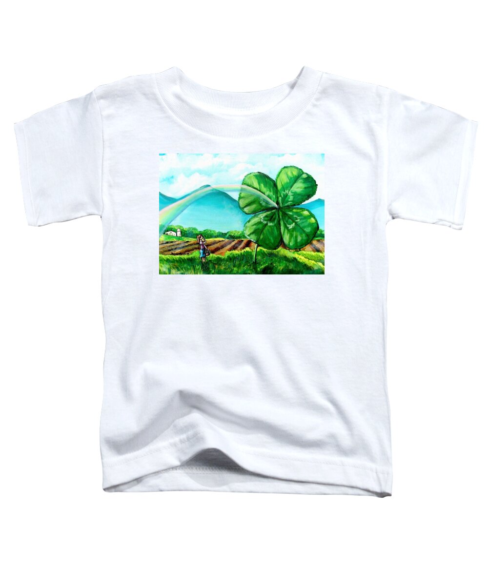 Shamrock Toddler T-Shirt featuring the painting Luck of the Dale by Shana Rowe Jackson