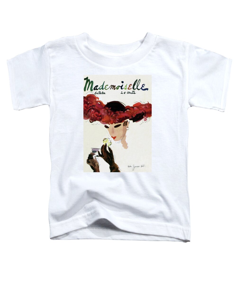 Illustration Toddler T-Shirt featuring the photograph Mademoiselle Cover Featuring A Woman In A Red by Helen Jameson Hall