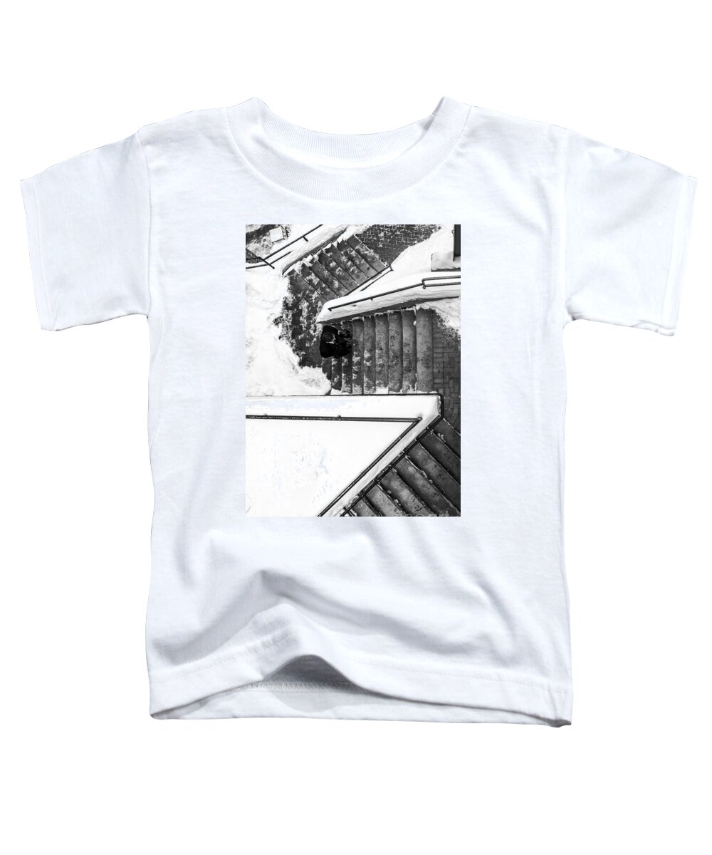 New Hampshire Toddler T-Shirt featuring the photograph Man on staircase Concord New Hampshire by Edward Fielding