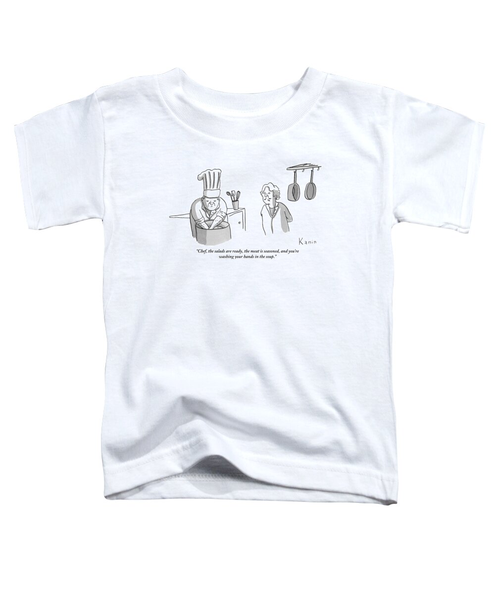 Kitchen Toddler T-Shirt featuring the drawing Man To Chef In The Kitchen by Zachary Kanin