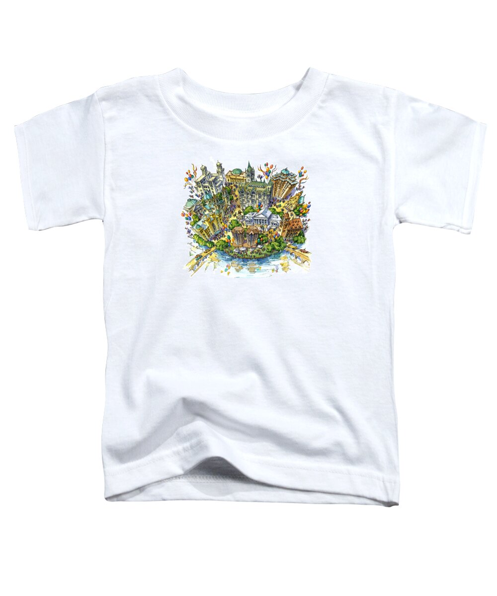 Richmond Toddler T-Shirt featuring the painting Merry Richmond by Maria Rabinky