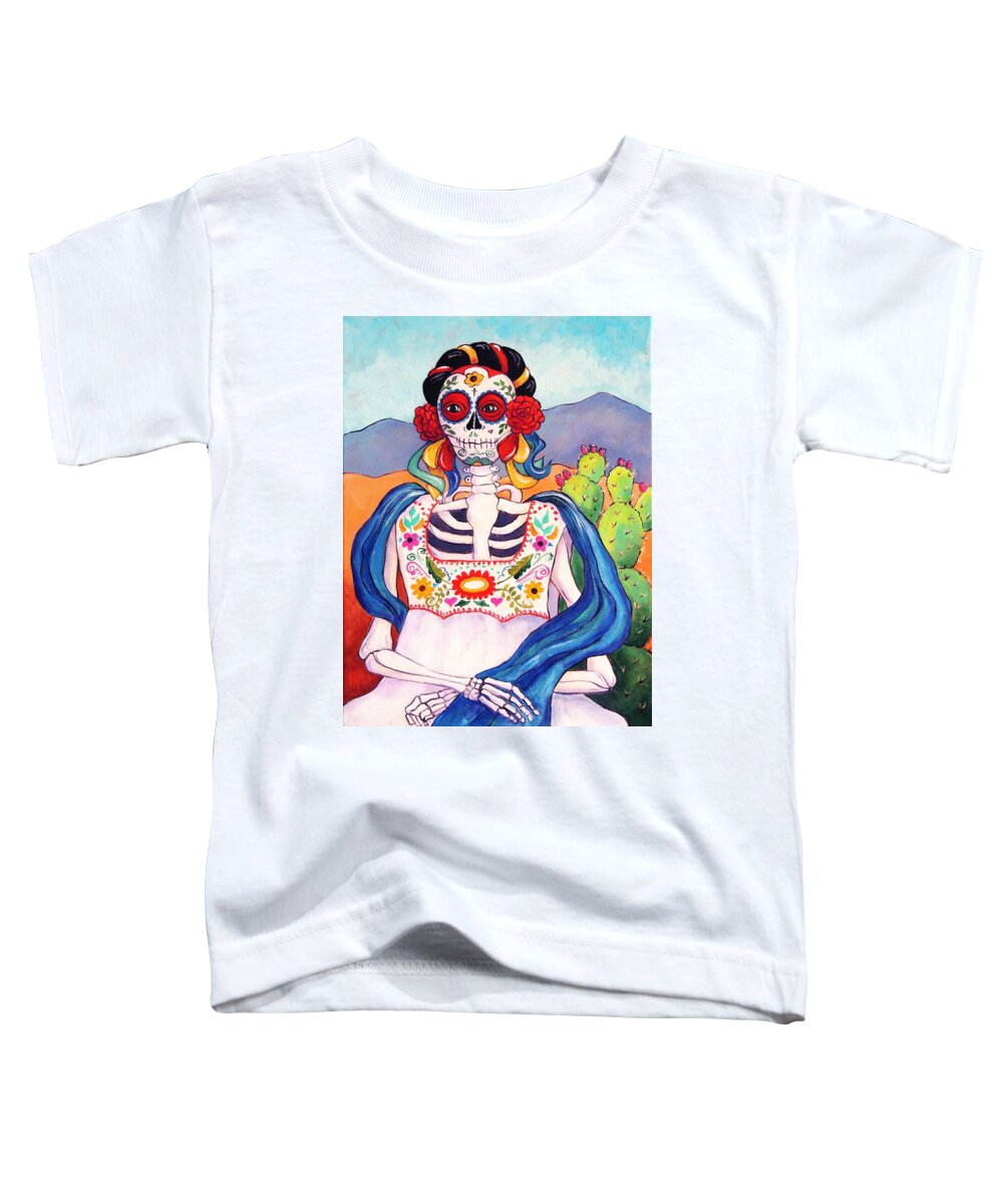 Dia De Los Muertos Toddler T-Shirt featuring the painting Mexican Mona Lisa by Candy Mayer