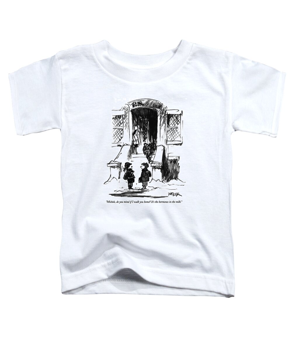 Health Toddler T-Shirt featuring the drawing Michele, Do You Mind If I Walk You Home? It's by Robert Weber