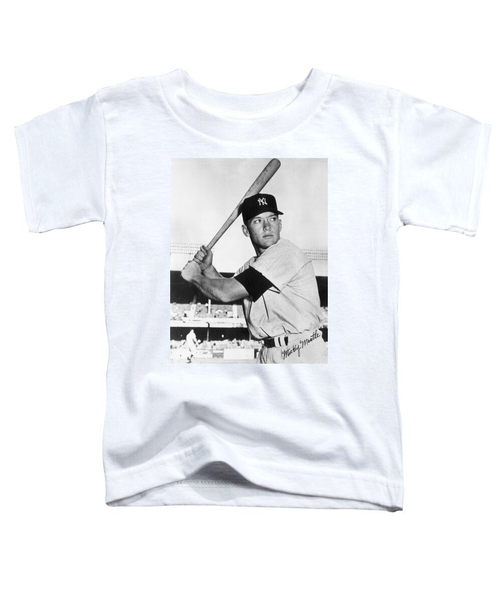 Mickey Toddler T-Shirt featuring the photograph Mickey Mantle at-bat by Gianfranco Weiss