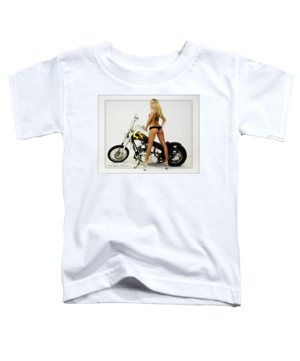 Models And Motorcycles Toddler T-Shirt featuring the photograph Models and Motorcycles_J by Walter Herrit