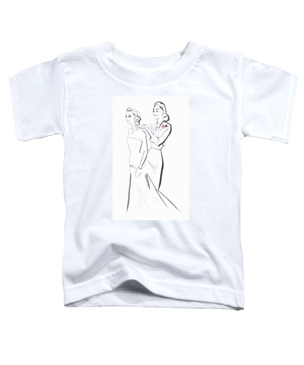 20-24 Years Toddler T-Shirt featuring the photograph Mother Fastening Necklace On Bride by Ikon Images
