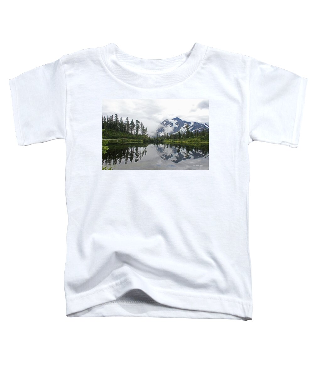 Mount Baker Toddler T-Shirt featuring the photograph Mount Baker- Lake- Fir Trees And Fog by Tom Janca