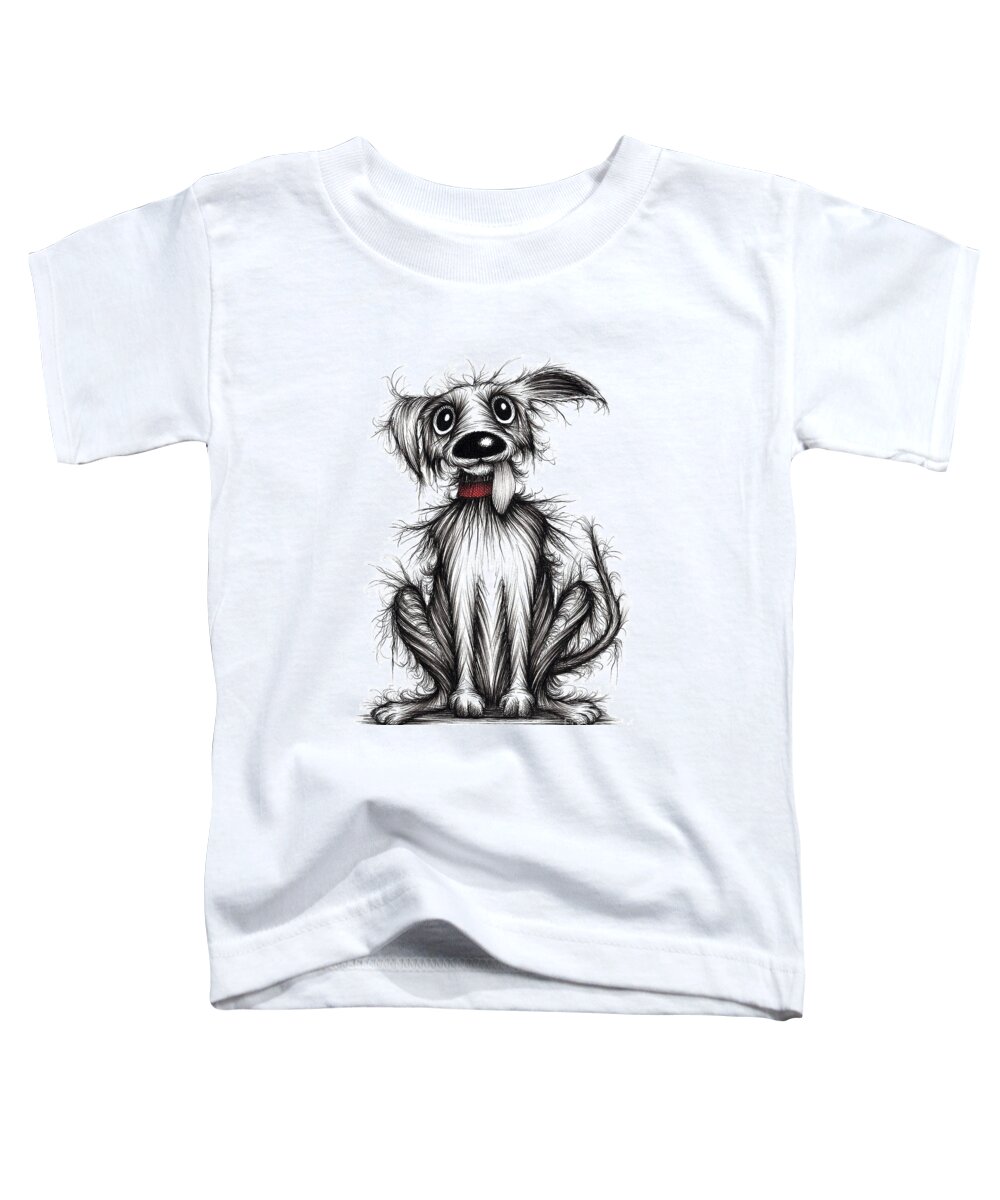 Mucky Dog Toddler T-Shirt featuring the drawing Mucky paws by Keith Mills