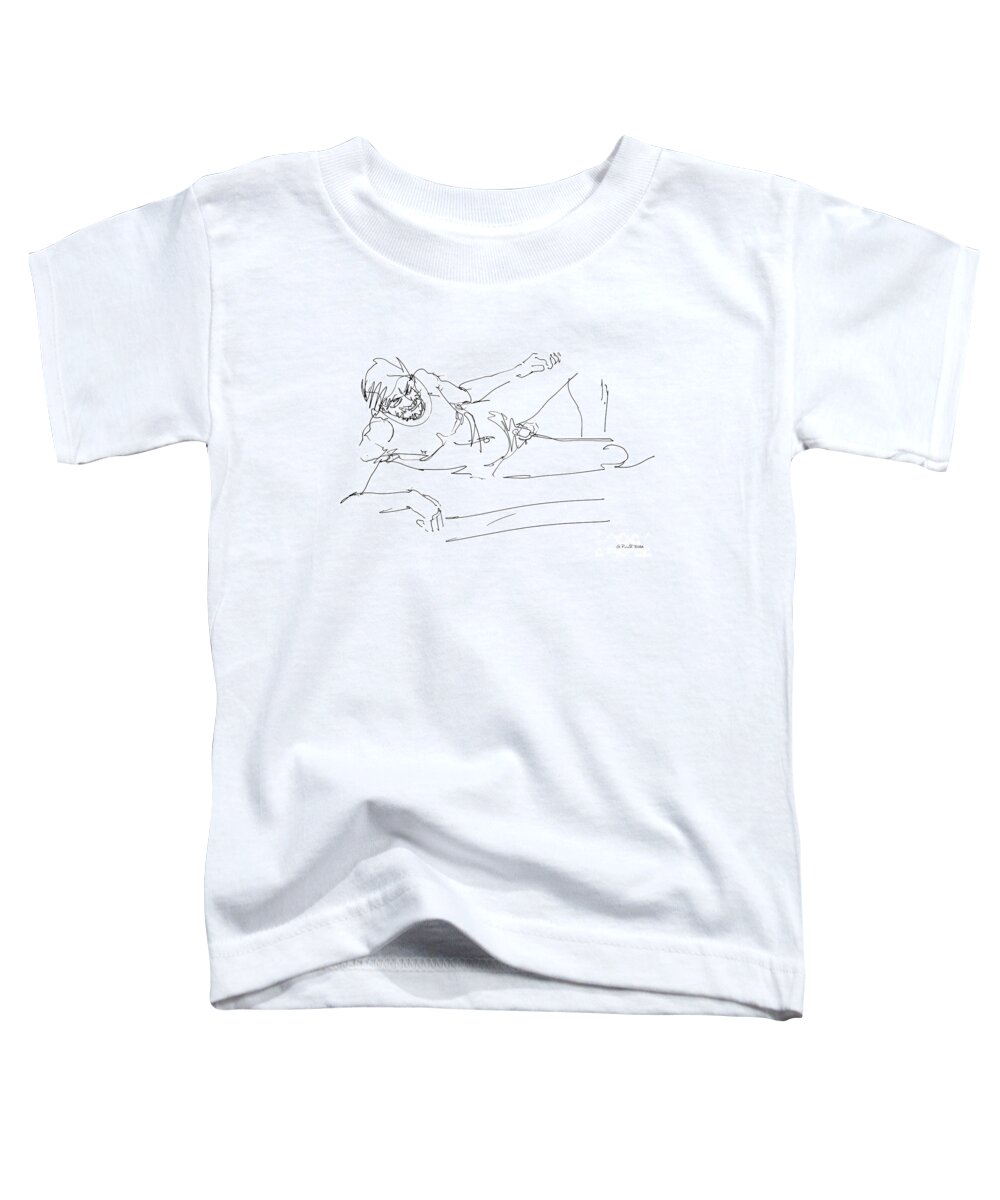 Male Toddler T-Shirt featuring the drawing Naked-Man-Art-16 by Gordon Punt