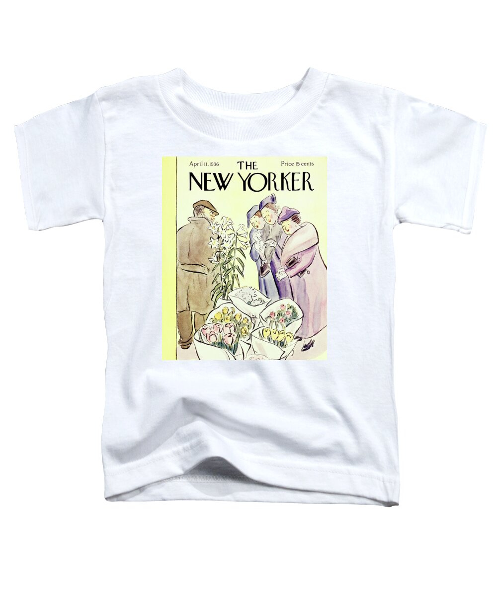 Flowers Toddler T-Shirt featuring the painting New Yorker April 11 1936 by Helene E Hokinson