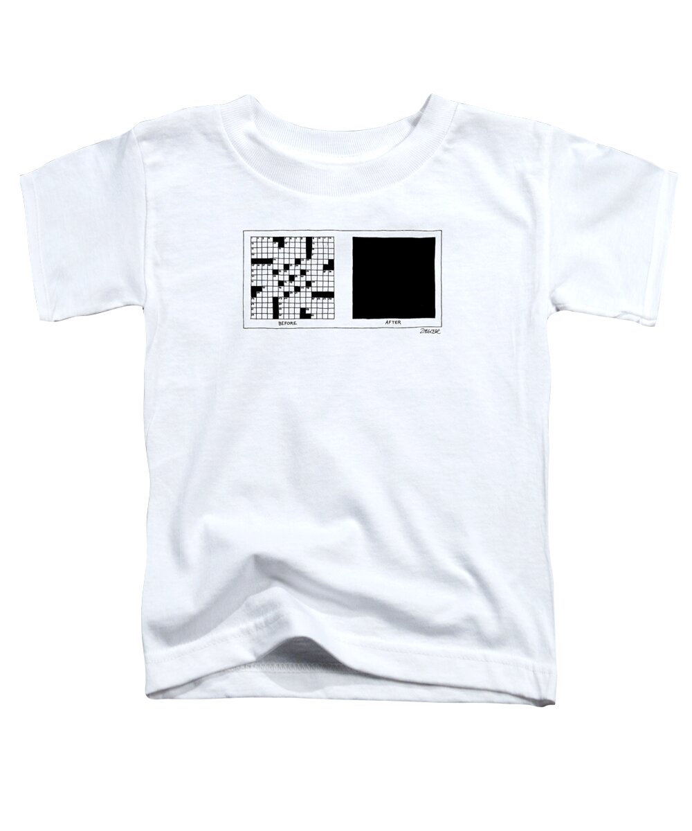 No Caption
Two Pictures Of A Crossword Puzzle Toddler T-Shirt featuring the drawing New Yorker August 17th, 1987 by Jack Ziegler