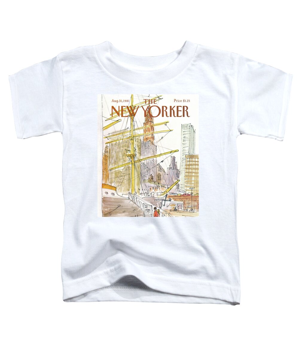 Skyline Toddler T-Shirt featuring the painting New Yorker August 31st, 1981 by James Stevenson