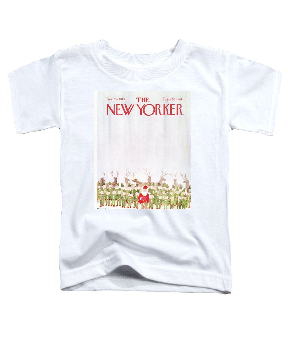 Christmas Toddler T-Shirt featuring the painting New Yorker December 24th, 1973 by James Stevenson