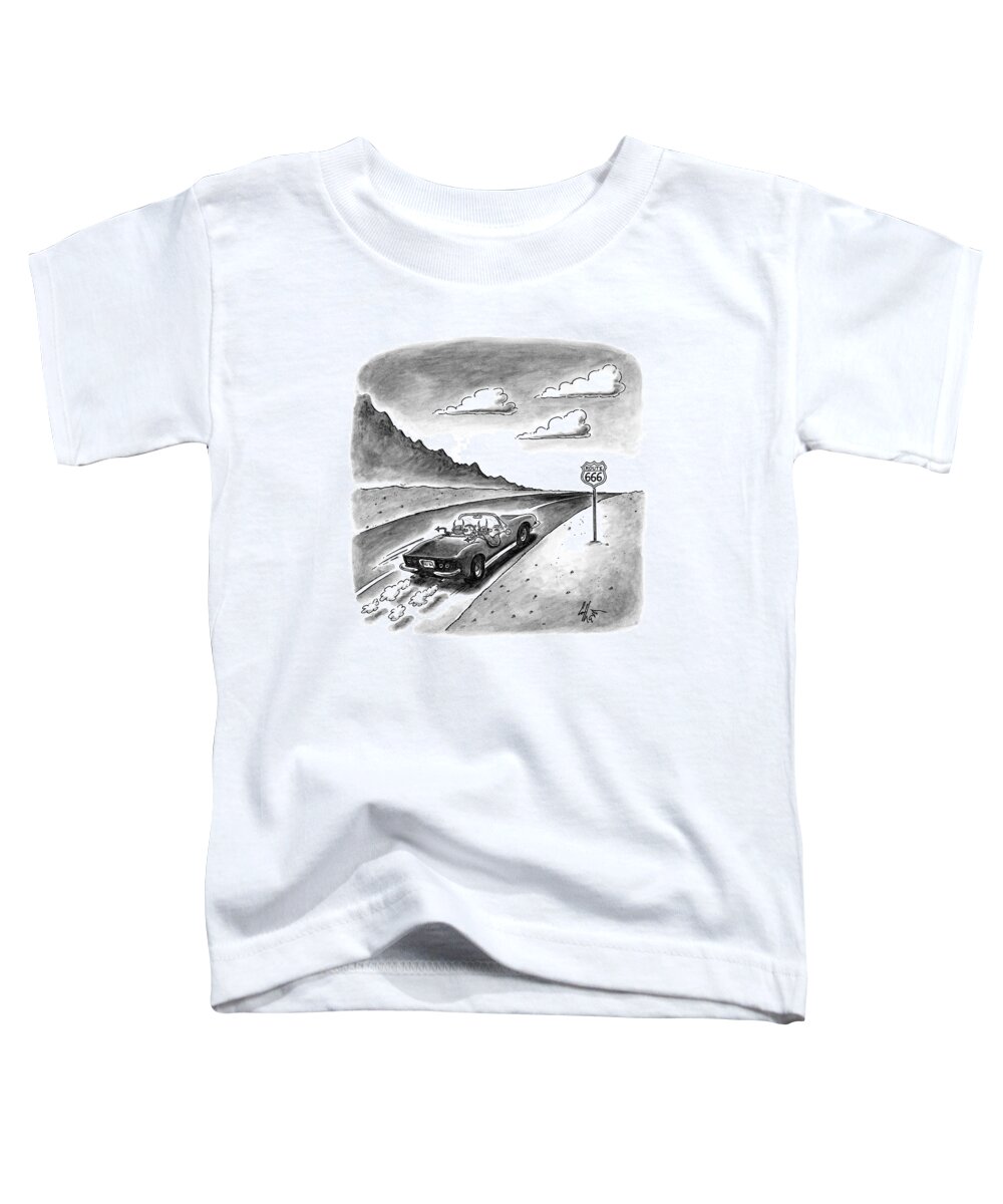 Automobiles-midget Toddler T-Shirt featuring the drawing New Yorker February 23rd, 1998 by Frank Cotham