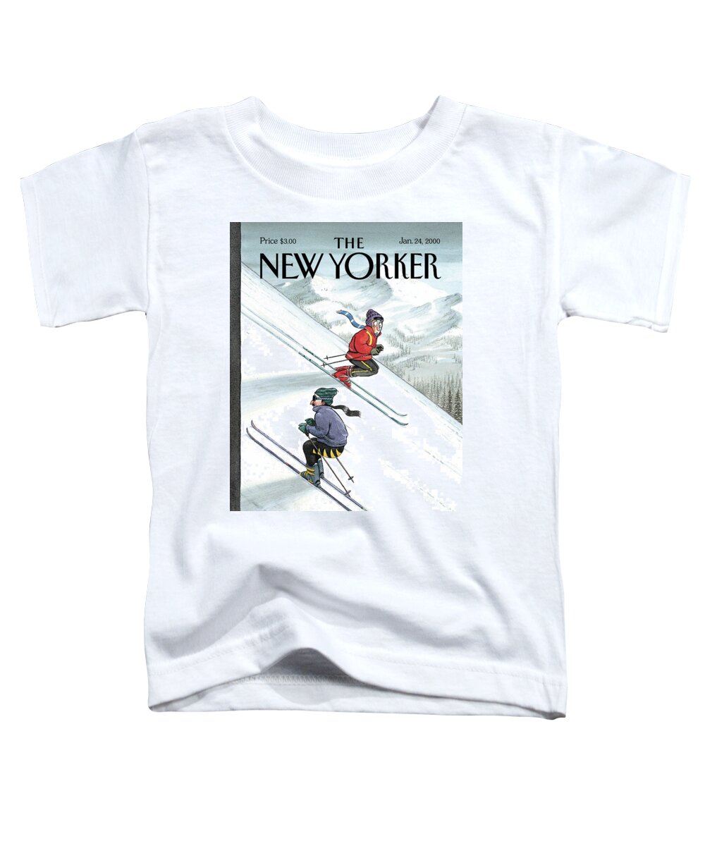 Up The Down Slope Toddler T-Shirt featuring the painting Up the Down Slope by Harry Bliss