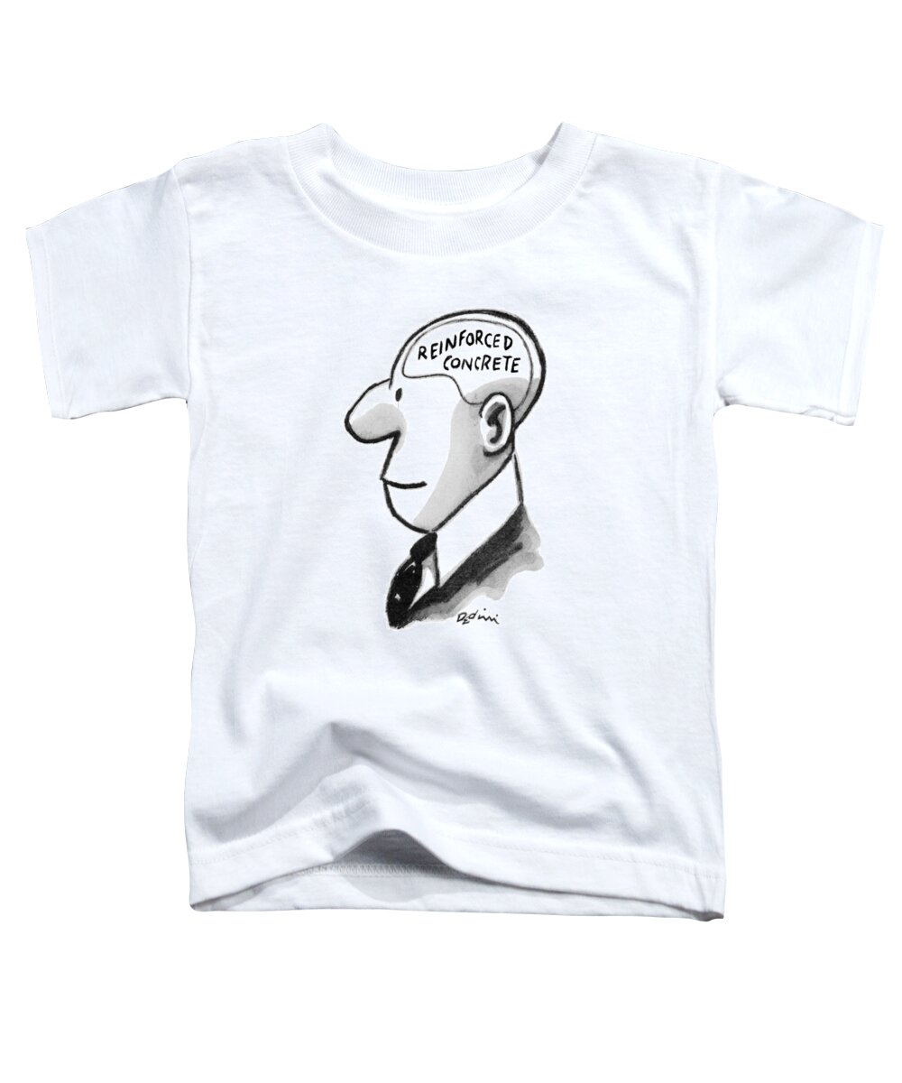 Man's Head In Profile Labeled Reinforced Concrete. Medical Toddler T-Shirt featuring the drawing New Yorker June 11th, 1979 by Eldon Dedini