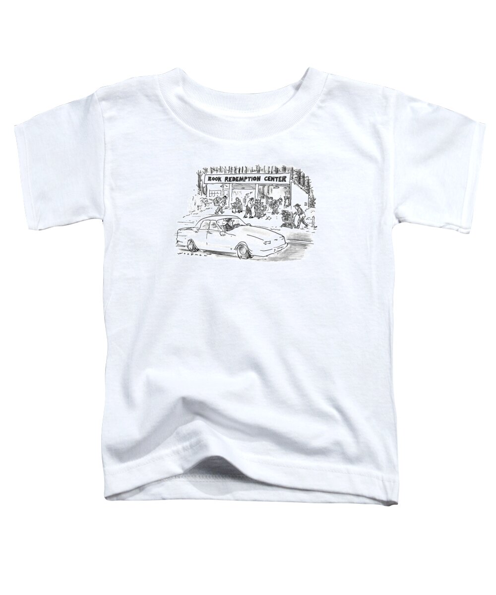 No Caption
Man In Car Drives By A Roadside Stand Labeled Toddler T-Shirt featuring the drawing New Yorker June 24th, 1996 by Bill Woodman
