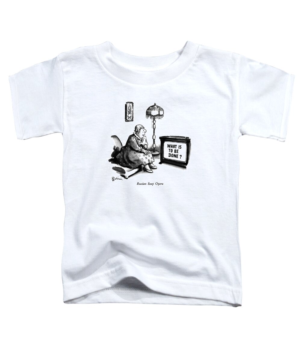 Television Toddler T-Shirt featuring the drawing New Yorker March 23rd, 1992 by Eldon Dedini