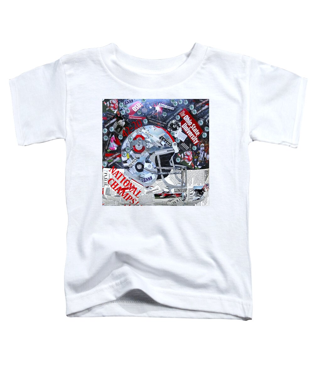  Ohio State Toddler T-Shirt featuring the painting Ohio State University National Football Champs by Colleen Taylor