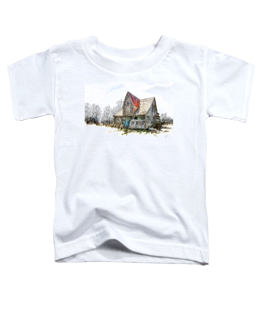 Abandoned Toddler T-Shirt featuring the digital art Old house by Debra Baldwin