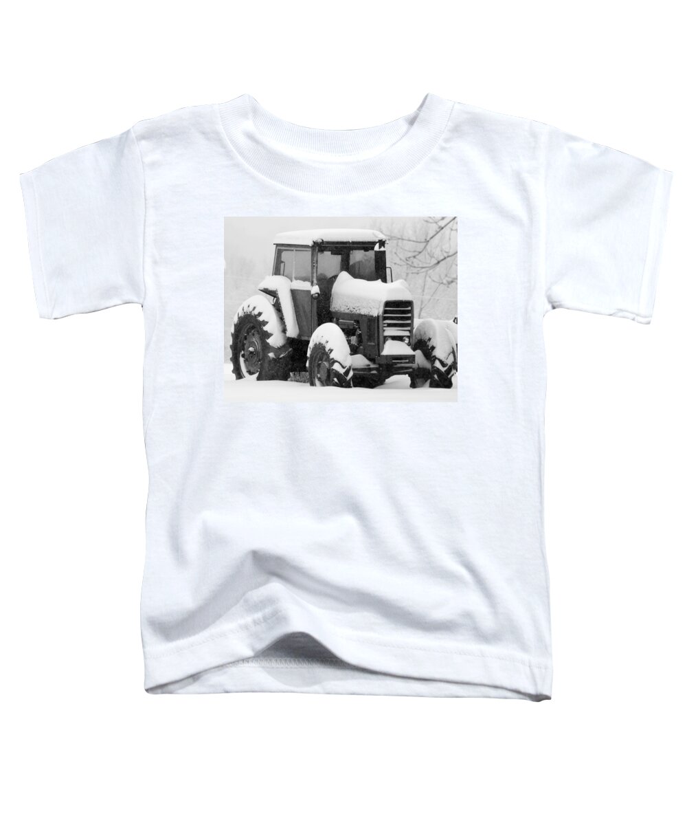 Snow Toddler T-Shirt featuring the photograph Old Tractor in the Snow by Holden The Moment