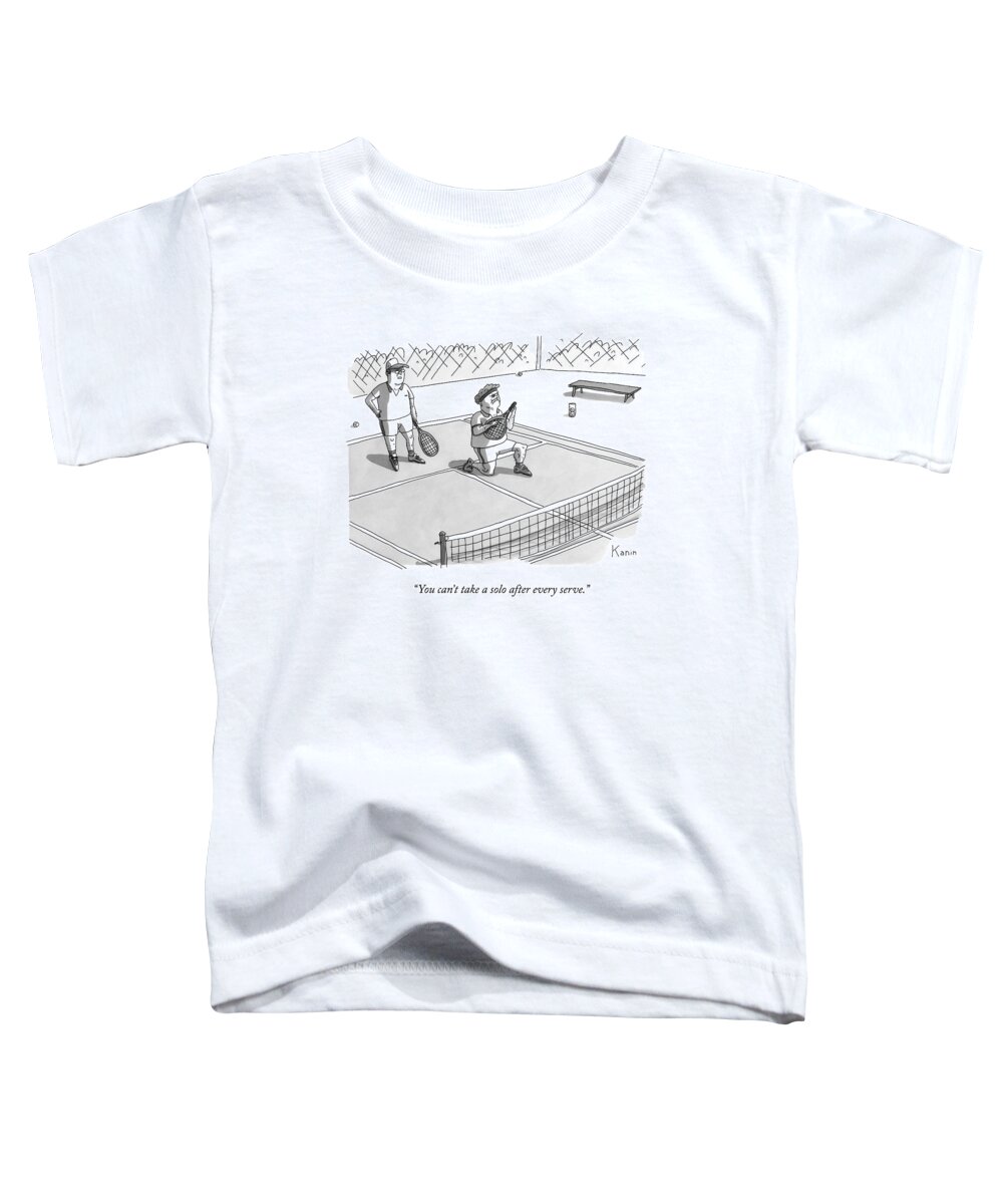 Air Guitar Toddler T-Shirt featuring the drawing On A Tennis Court by Zachary Kanin