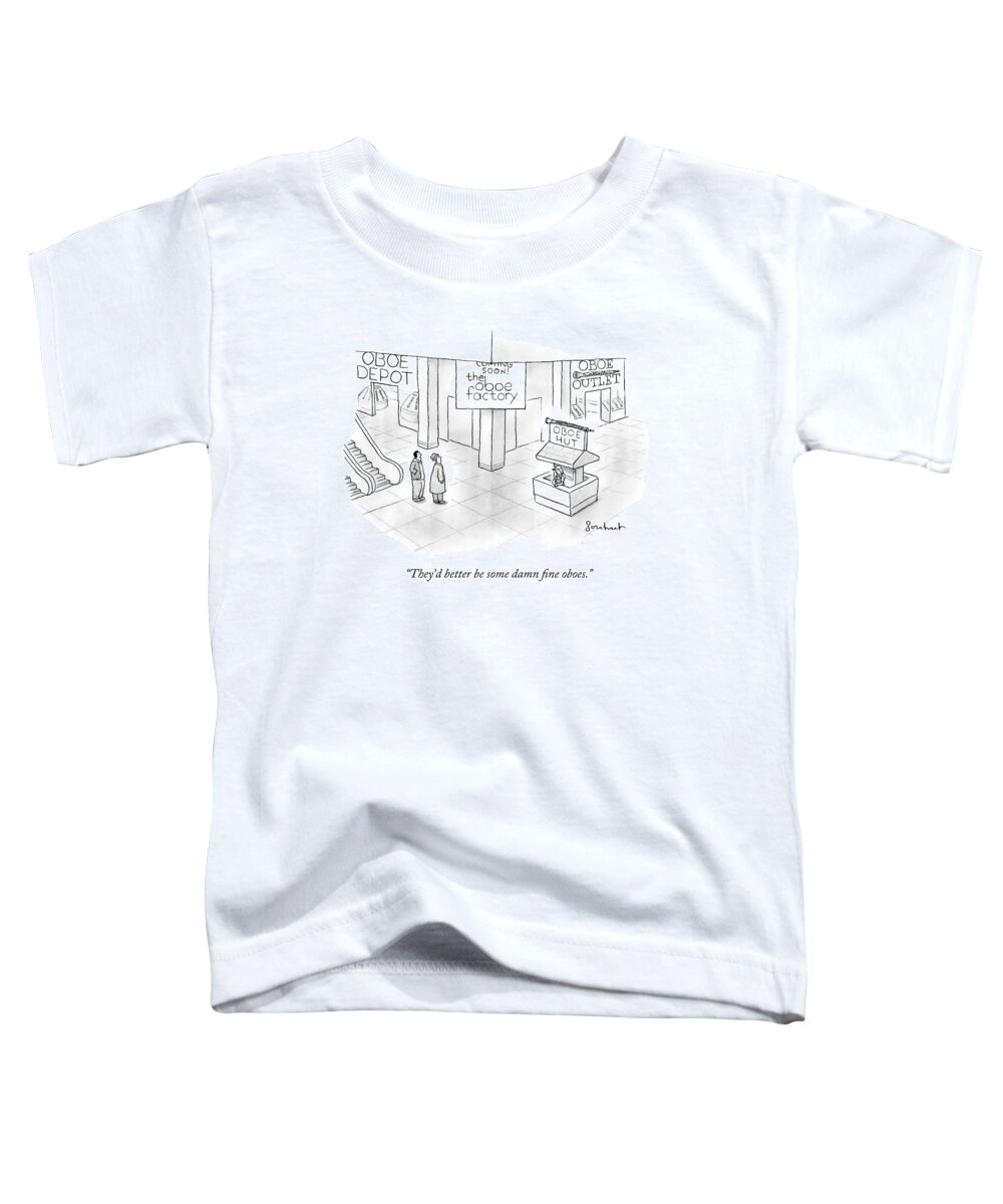 Factory Toddler T-Shirt featuring the drawing One Guy Speaks To Another Guy by David Borchart