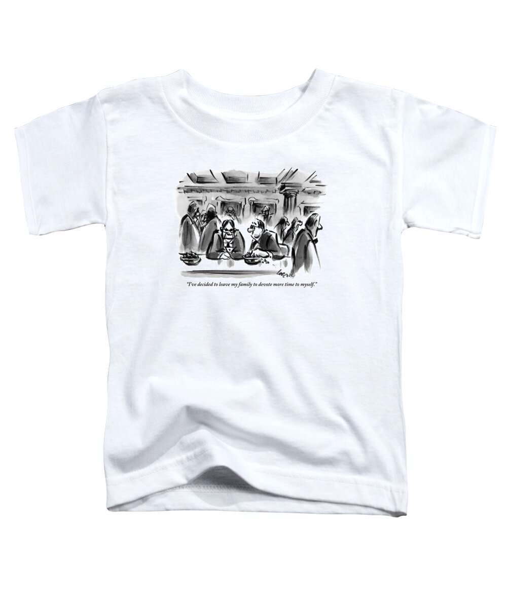 Family Toddler T-Shirt featuring the drawing One Man Talks To Another At A Table In What by Lee Lorenz