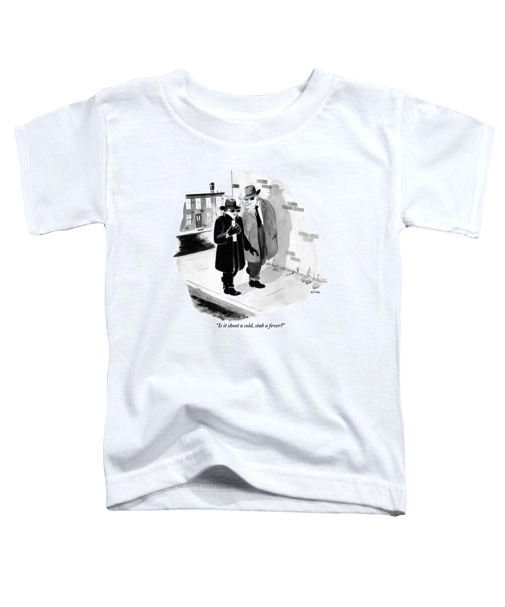Colds Toddler T-Shirt featuring the drawing One Shady-looking Man Wearing A Black Overcoat by Emily Flake