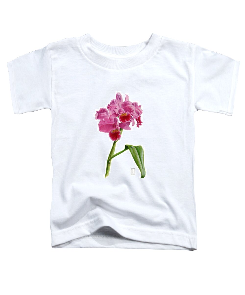 Orchid Toddler T-Shirt featuring the painting Orchid - Lc. Culminant la tuilerie by Richard Harpum