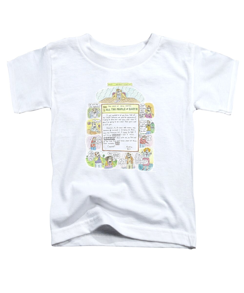 Gates Toddler T-Shirt featuring the drawing 'paid Advertisement' by Roz Chast