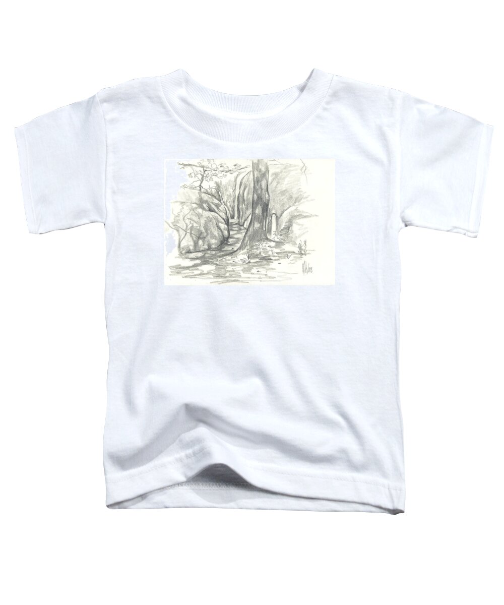 Passageway At Elephant Rocks Toddler T-Shirt featuring the drawing Passageway at Elephant Rocks by Kip DeVore